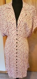 Pink retro style flowered dress NWT